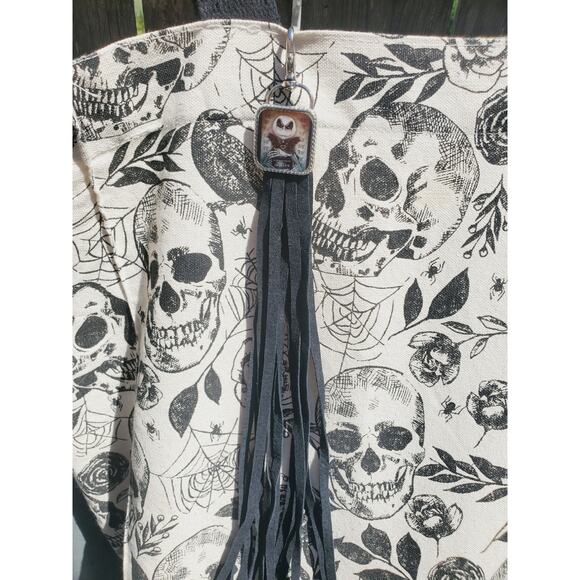 Handmade Halloween horror Leather Fringe Western bag charm, Long fringe keychain - Picture 3 of 5